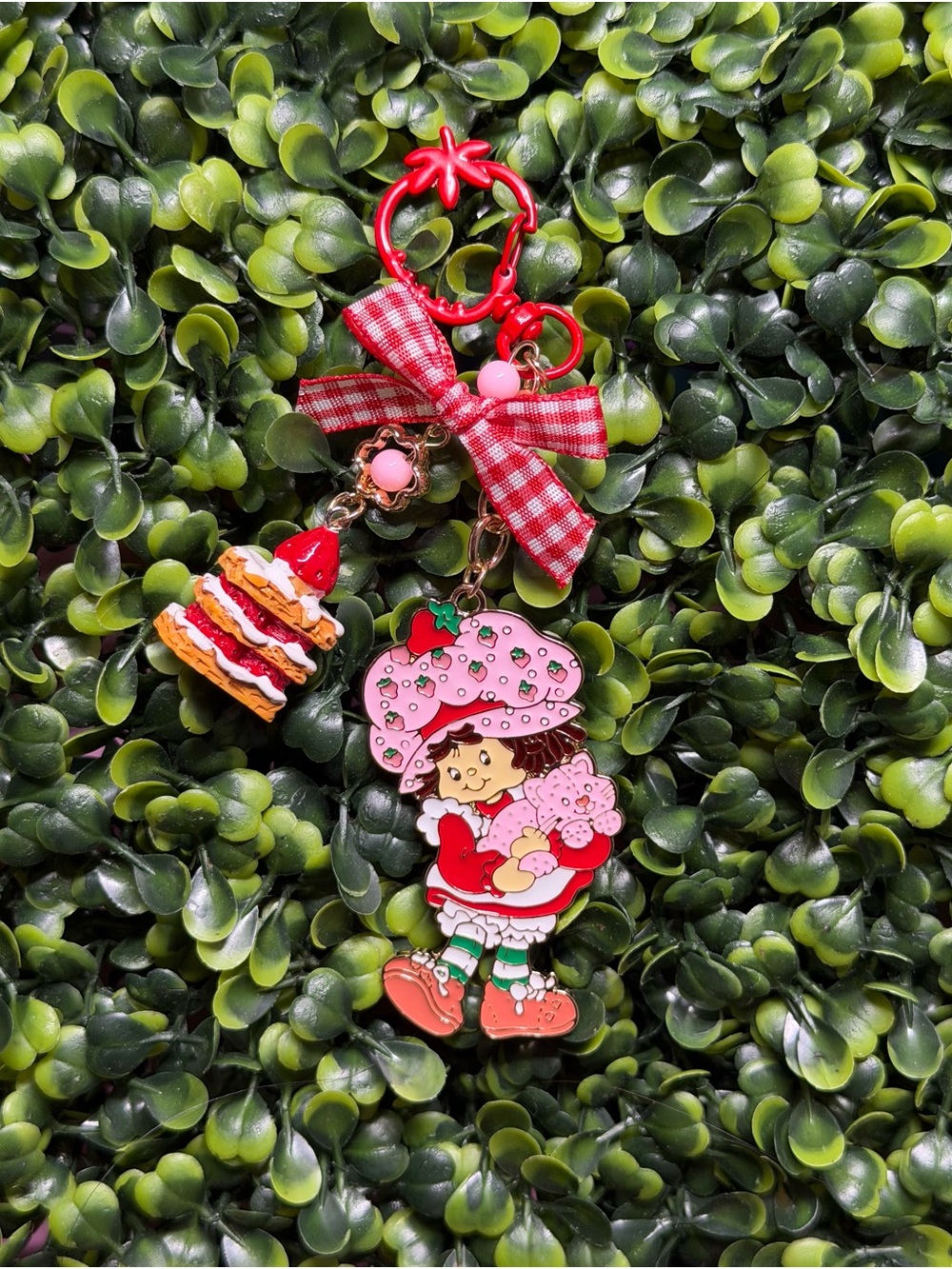 Strawberry Character Pink Keychain Charm